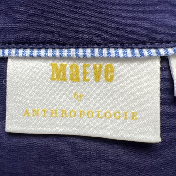 Maeve By Anthropologie Top Womens 6 Blue Sonja Embroidered Blouse Balloon Sleeve - Picture 4 of 11